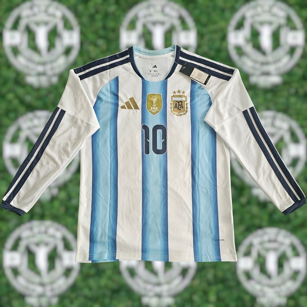 Men's Argentina World Cup 2026 Home Fan Version Messi Long Sleeve Jersey